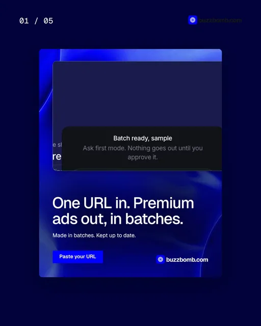 Video for BuzzBomb. Ad flipbook, 7.5 s, dark palette.