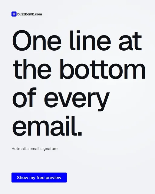 Video for BuzzBomb: "One line at the bottom of every email.". Doc motion loop, 6.0 s, light palette.