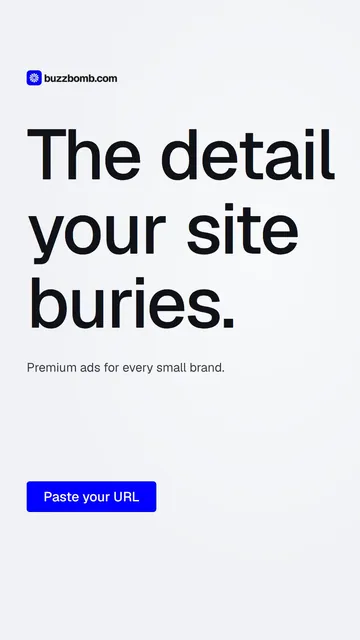 Video for BuzzBomb: "The detail your site buries.". Doc motion loop, 6.0 s, light palette.
