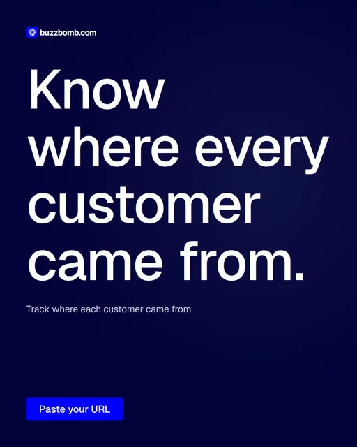 Video for BuzzBomb: "Know where every customer came from.". Doc motion loop, 8.0 s, dark palette.