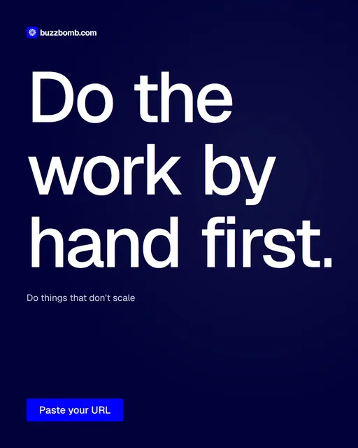 Video for BuzzBomb: "Do the work by hand first.". Doc motion loop, 7.0 s, dark palette.