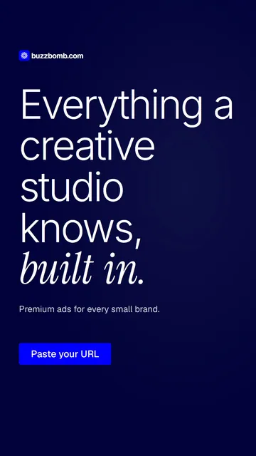 Video for BuzzBomb: "Everything a creative studio knows, built in.". Doc motion loop, 6.0 s, dark palette.