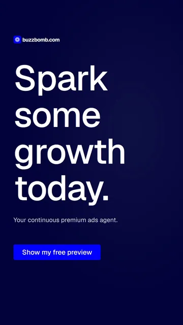 Video for BuzzBomb: "Spark some growth today.". Doc motion loop, 6.0 s, dark palette.