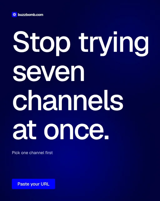 Video for BuzzBomb: "Stop trying seven channels at once.". Doc motion loop, 8.0 s, dark palette.