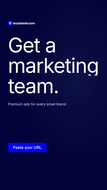 Video for BuzzBomb: "Get a marketing team.". Doc motion loop, 7.0 s, dark palette.