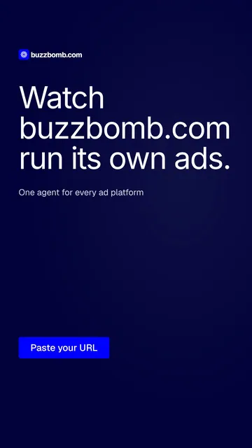 Video for BuzzBomb: "Watch buzzbomb.com run its own ads.". Doc motion loop, 8.0 s, dark palette.