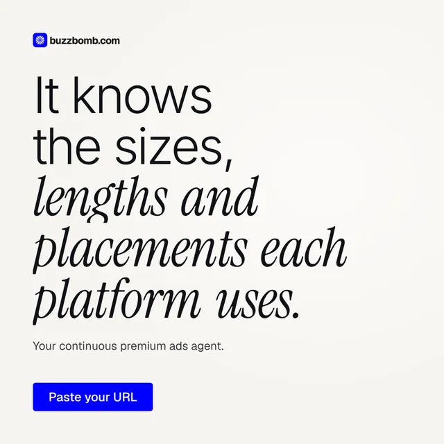 Video for BuzzBomb: "It knows the sizes, lengths and placements each platform uses.". Doc motion loop, 7.0 s, light palette.