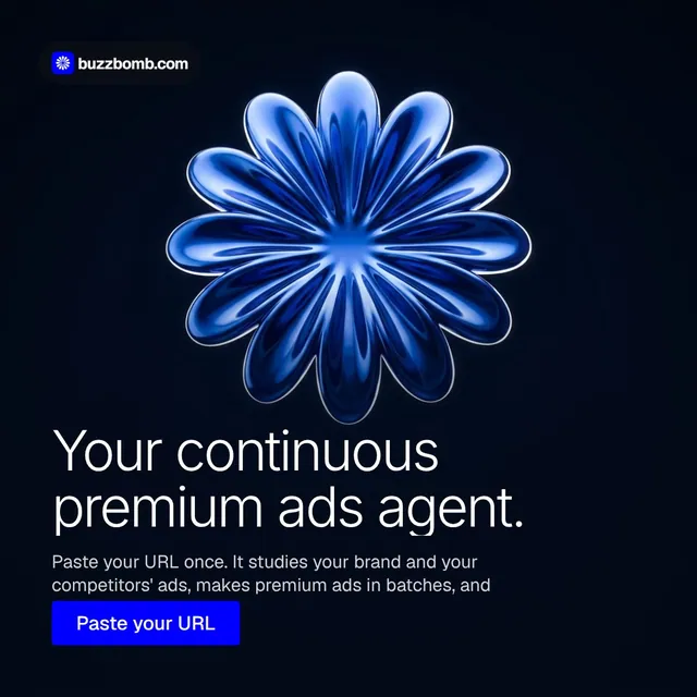 Video for BuzzBomb: "Your continuous premium ads agent.". Doc motion loop, 7.0 s, dark palette.