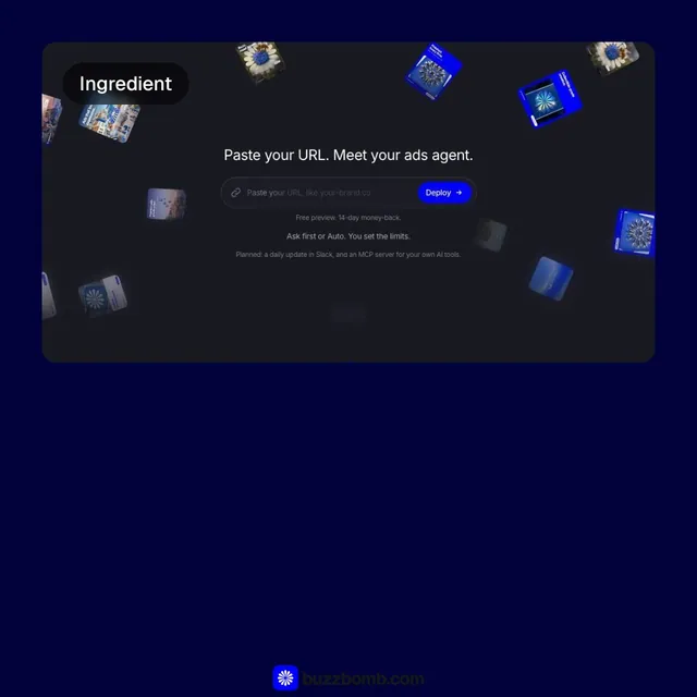 Video for BuzzBomb: "Paste a URL. Approve a batch.". Before after wipe, 6.0 s, dark palette.