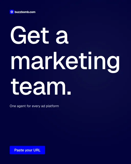 Video for BuzzBomb: "Get a marketing team.". Doc motion loop, 7.0 s, dark palette.
