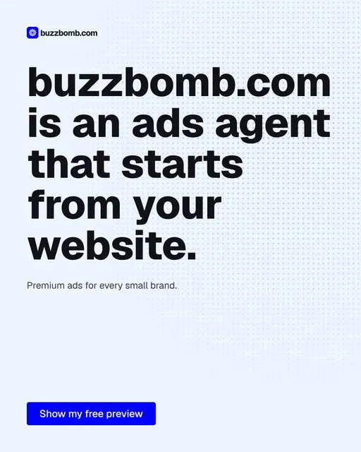 Video for BuzzBomb: "buzzbomb.com is an ads agent that starts from your website.". Doc motion loop, 6.0 s, light palette.