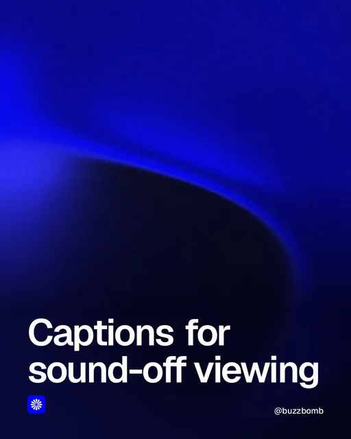 Video for BuzzBomb: "Captions for sound-off viewing". Shader loop, 6.0 s, dark palette.