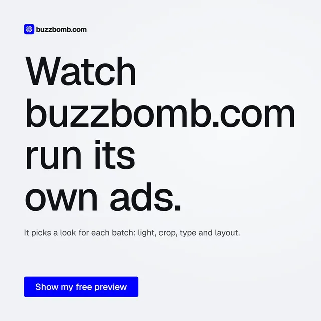 Video for BuzzBomb: "Watch buzzbomb.com run its own ads.". Doc motion loop, 8.0 s, light palette.