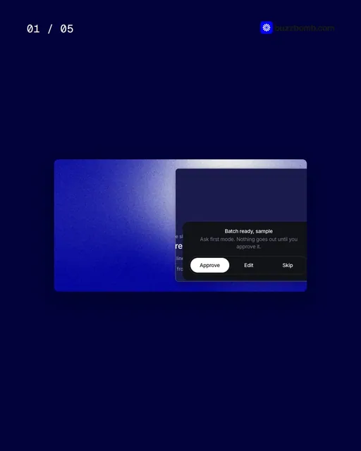 Video for BuzzBomb. Ad flipbook, 7.5 s, dark palette.