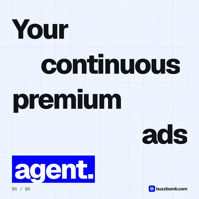 Video for BuzzBomb: "One URL in. Premium ads out, in batches.". Kinetic type grid, 6.0 s, light palette.