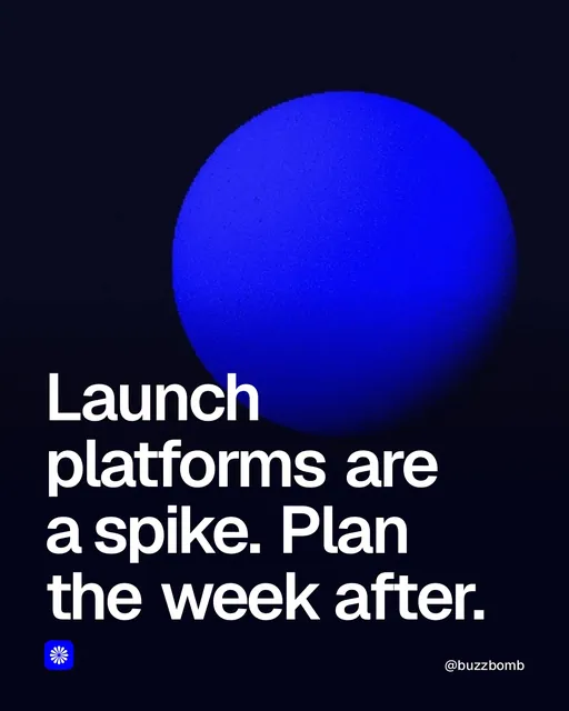 Video for BuzzBomb: "Launch platforms are a spike. Plan the week after.". Shader loop, 6.0 s, dark palette.