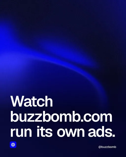 Video for BuzzBomb: "Watch buzzbomb.com run its own ads.". Shader loop, 6.0 s, dark palette.
