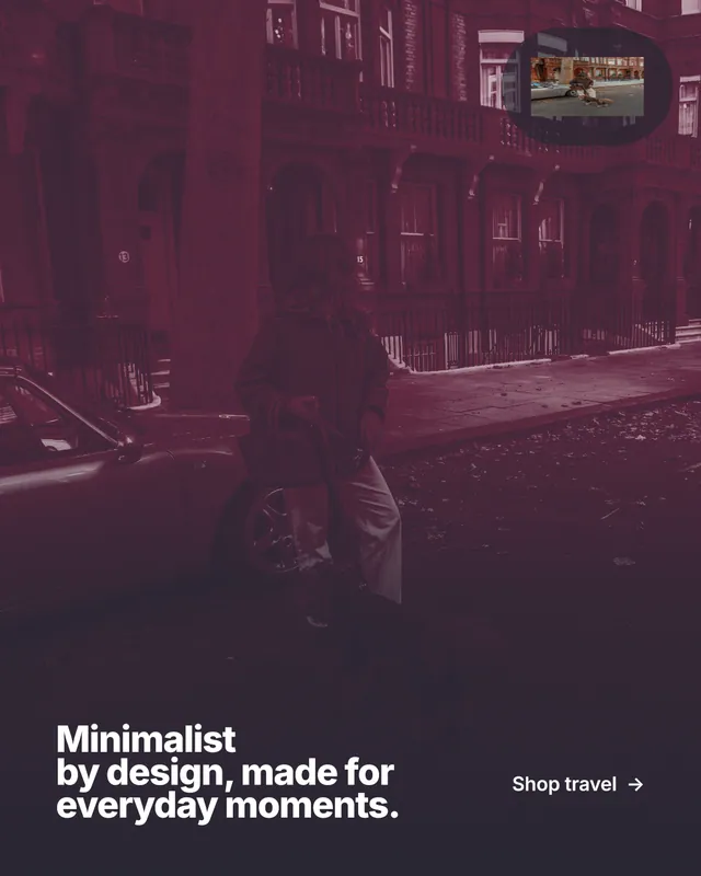 Instagram portrait post for By Teddy: "Minimalist by design, made for everyday moments." Ink sticker style, image led layout, dark palette in pink, black.