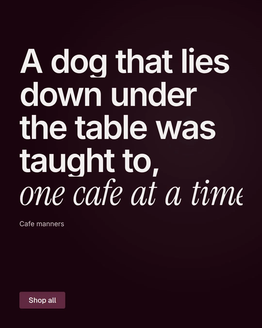 Video for By Teddy: "A dog that lies down under the table was taught to, one cafe at a time.". Doc motion loop, 7.0 s, dark palette.