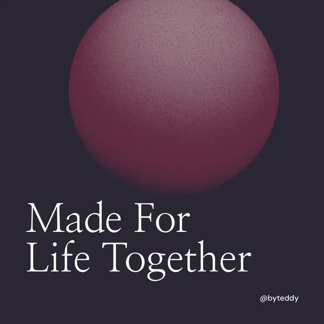 Instagram post for By Teddy: "Made For Life Together". Auto 1x1 style, technique:shader field layout, dark palette in black, pink.