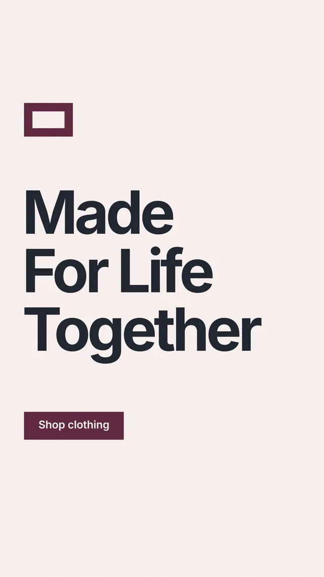 Instagram story for By Teddy: "Made For Life Together". Swiss style, announce layout, light palette in white, grey.