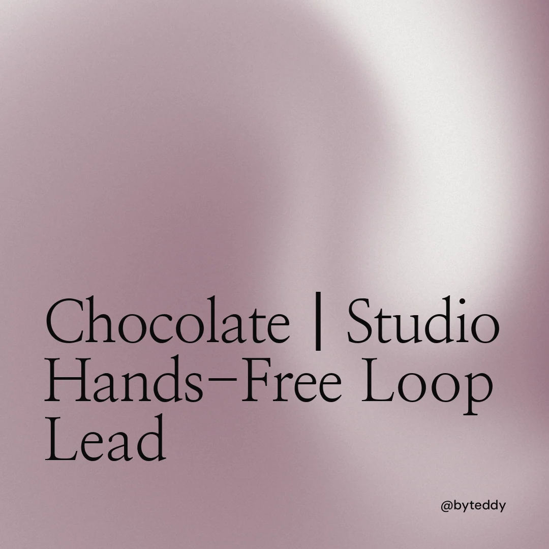 Instagram post for By Teddy: "Chocolate┃Studio Hands-Free Loop Lead". Auto 1x1 style, technique:shader field layout, light palette in grey, white.