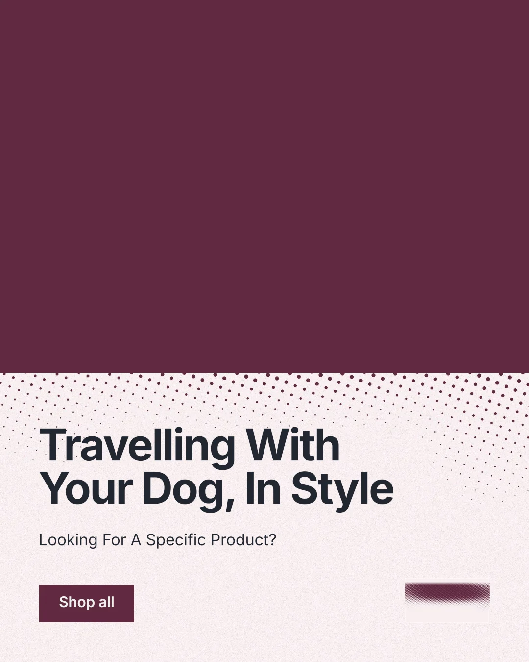 Instagram portrait post for By Teddy: "Travelling With Your Dog, In Style". Swiss style, bottom layout, light palette in red, white, grey.