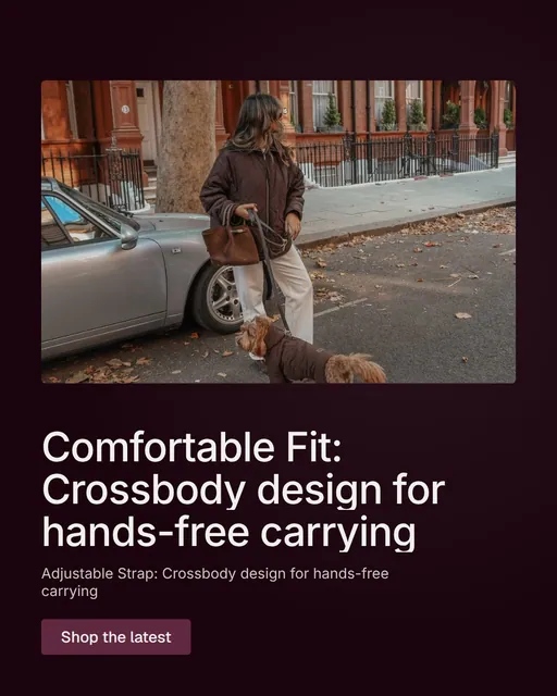Video for By Teddy: "Comfortable Fit: Crossbody design for hands-free carrying". Doc motion loop, 8.0 s, dark palette.