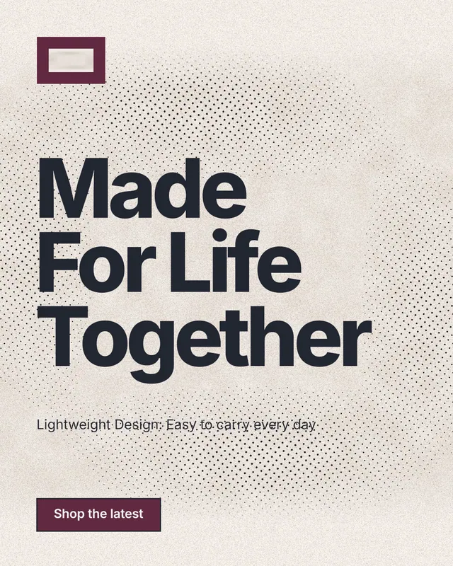 Instagram portrait post for By Teddy: "Made For Life Together". Ink sticker style, announce layout, light palette in white, orange, grey.