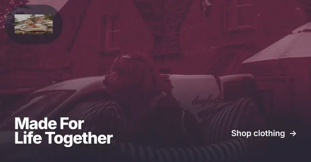 Social ad for By Teddy: "Made For Life Together". Ink sticker style, image led layout, dark palette in pink, black, grey.