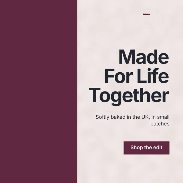 Instagram post for By Teddy: "Made For Life Together". Swiss style, right layout, light palette in red, white.