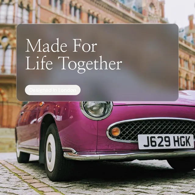 Instagram post for By Teddy: "Made For Life Together". Glass style, technique:pexels ingredient layout, light palette in grey, red.
