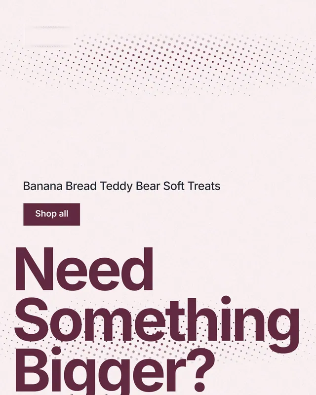 Instagram portrait post for By Teddy: "Need Something Bigger?" Swiss style, oversized layout, light palette in white, grey.