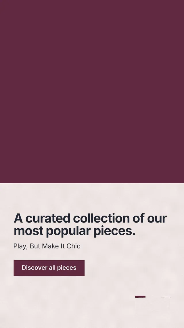 Instagram story for By Teddy: "A curated collection of our most popular pieces." Swiss style, bottom layout, light palette in red.