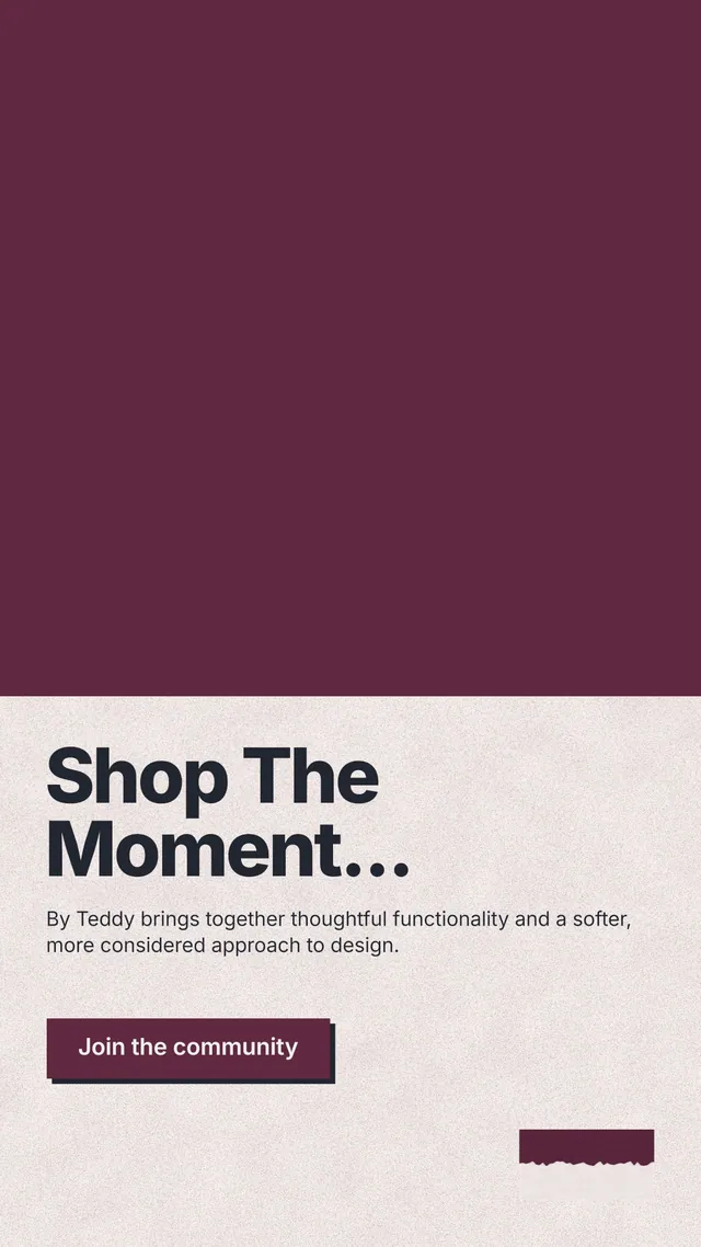 Instagram story for By Teddy: "Shop The Moment..." Paper trio style, bottom layout, light palette in red, orange.