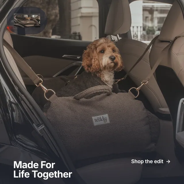Instagram post for By Teddy: "Made For Life Together". Swiss style, image led layout, dark palette in black, grey.