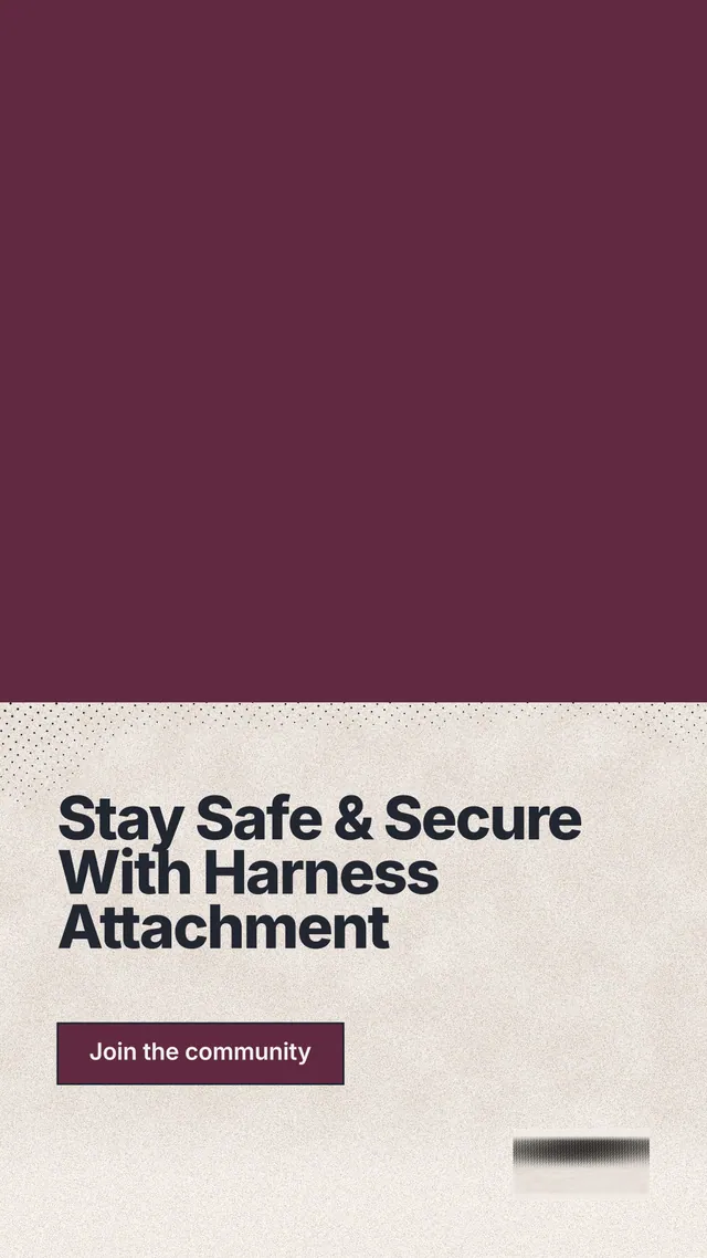 Instagram story for By Teddy: "Stay Safe & Secure With Harness Attachment". Ink sticker style, bottom layout, light palette in red, orange.