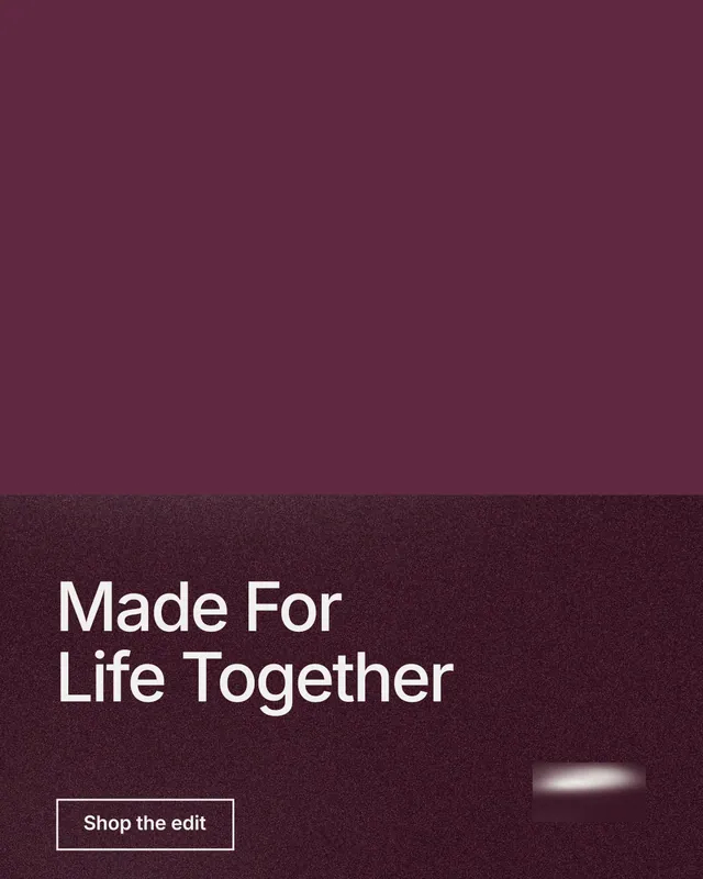 Instagram portrait post for By Teddy: "Made For Life Together". Cyanotype style, bottom layout, dark palette in red.