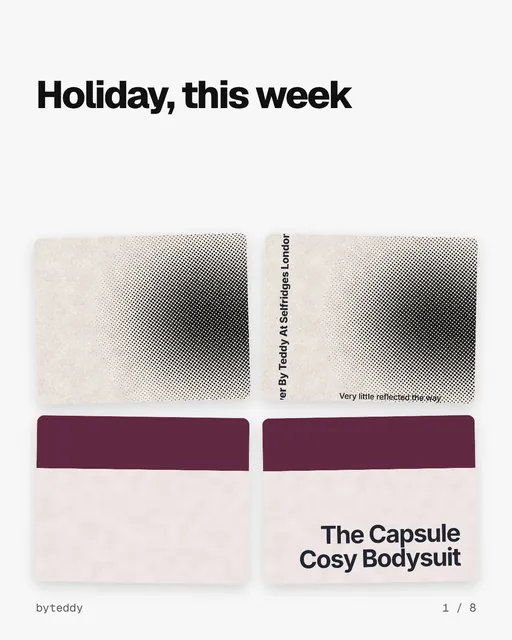 Carousel for By Teddy: "Holiday, this week". Collection carousel, 8 slides, light palette.