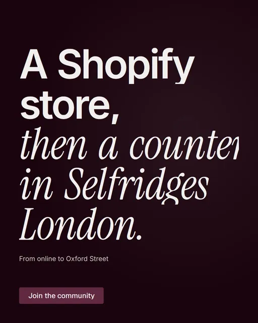 Video for By Teddy: "A Shopify store, then a counter in Selfridges London.". Doc motion loop, 8.0 s, dark palette.
