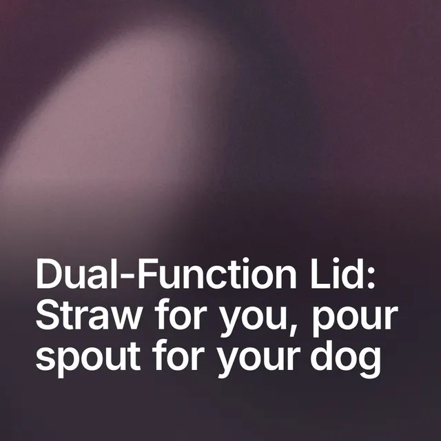 Video for By Teddy: "Dual-Function Lid: Straw for you, pour spout for your dog". Shader loop, 6.0 s, dark palette.