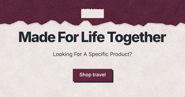 Social ad for By Teddy: "Made For Life Together". Paper trio style, centred layout, light palette in pink, orange, red.