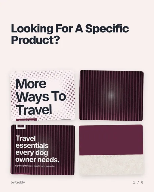 Carousel for By Teddy: "Looking For A Specific Product?". Collection carousel, 8 slides, light palette.
