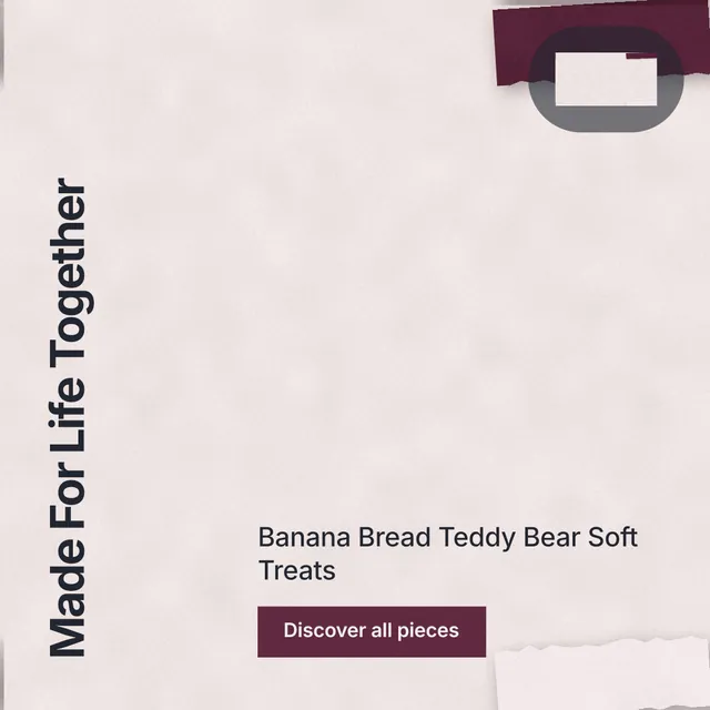 Instagram post for By Teddy: "Made For Life Together". Swiss style, vertical layout, light palette in red, white, grey.