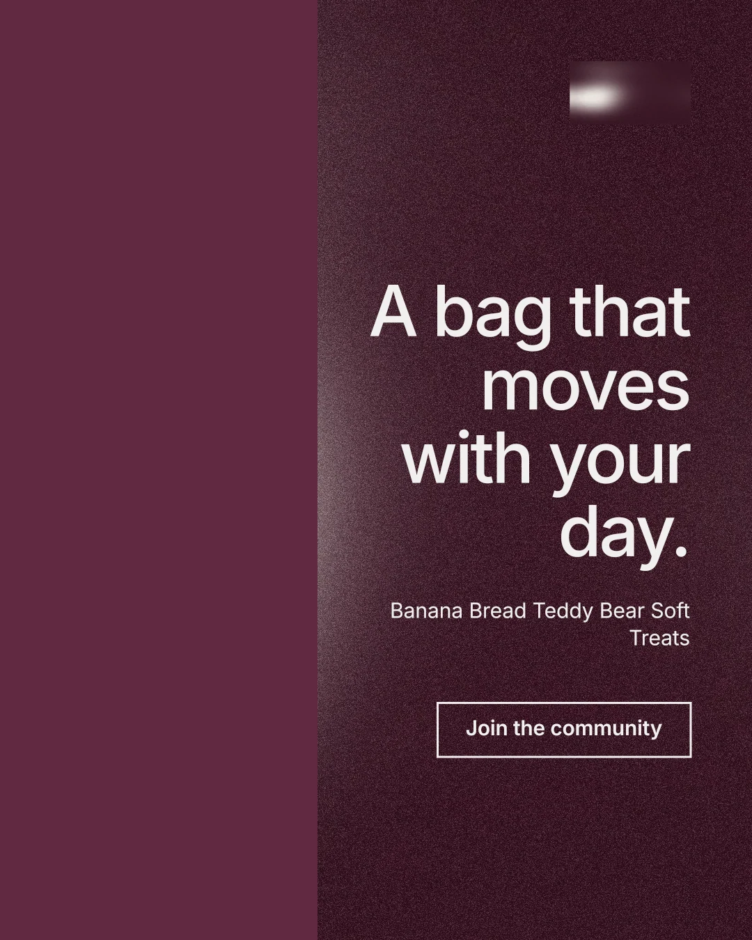 Instagram portrait post for By Teddy: "A bag that moves with your day." Cyanotype style, right layout, dark palette in red, grey.