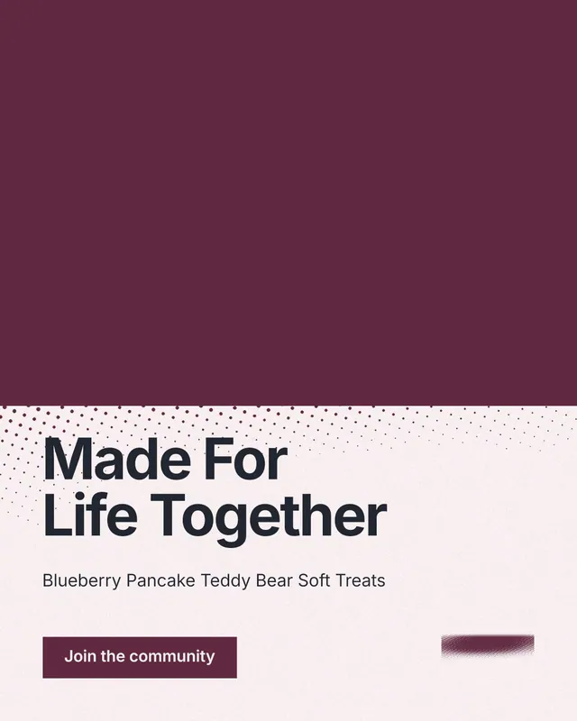 Instagram portrait post for By Teddy: "Made For Life Together". Swiss style, bottom layout, light palette in red, white, grey.