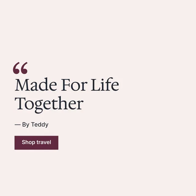 Instagram post for By Teddy: "Made For Life Together". Swiss style, quote layout, light palette in white.