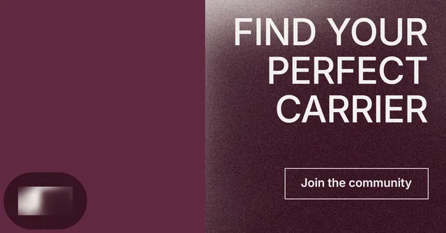 Social ad for By Teddy: "FIND YOUR PERFECT CARRIER". Cyanotype style, right layout, dark palette in red, grey.
