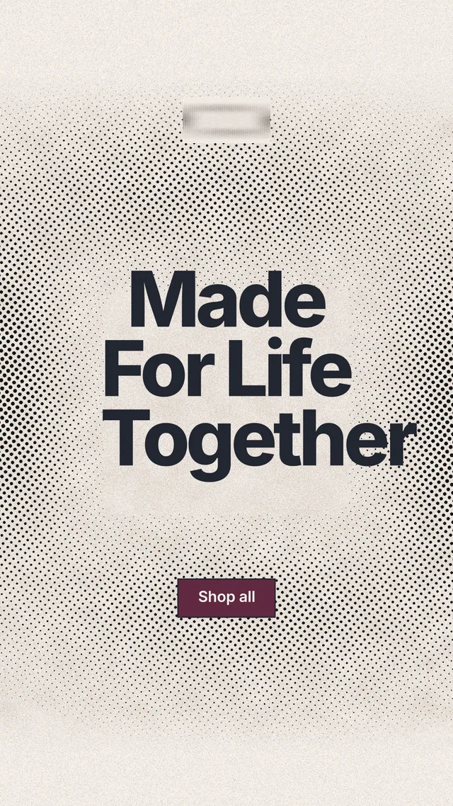 Instagram story for By Teddy: "Made For Life Together". Ink sticker style, centred layout, light palette in grey, orange.