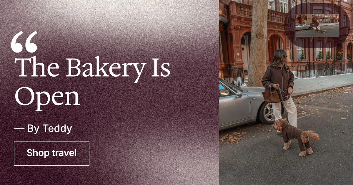 Social ad for By Teddy: "The Bakery Is Open". Cyanotype style, quote layout, dark palette in grey, red.